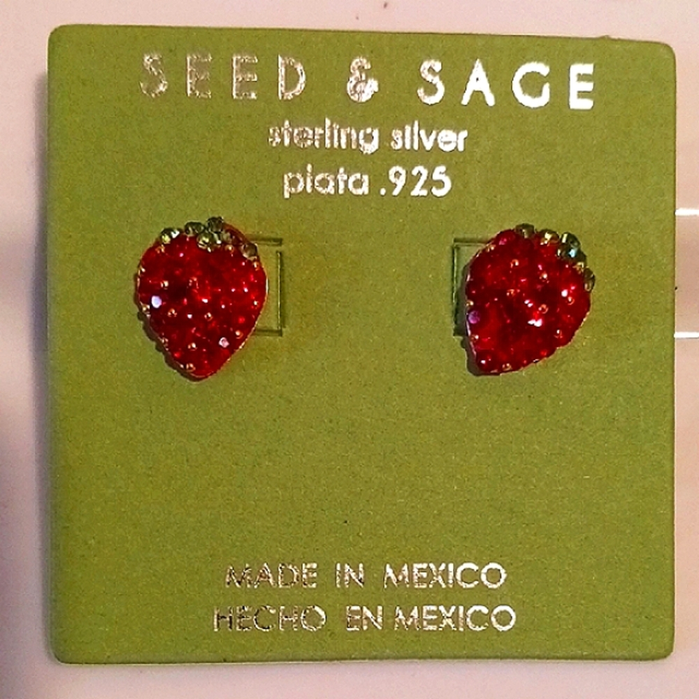 Seed & Sage Red 🍓 Strawberry Sterling Silver .925  Earrings 🍓⚜️🍓⚜️🍓